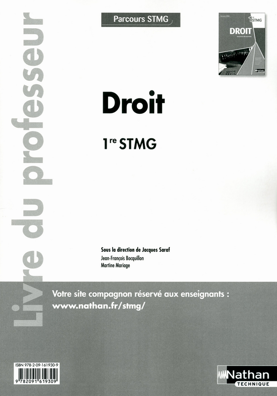 Nathan Droit Terminale Stmg Corrigé Pdf Droit - 1re STMG - Livre du professeur - 9782091619309 | Éditions Nathan