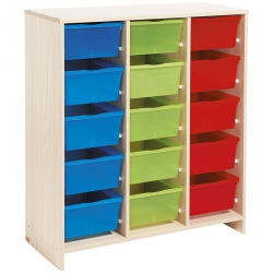 Meuble haut 15 bacs multicolores - Teinte Bouleau