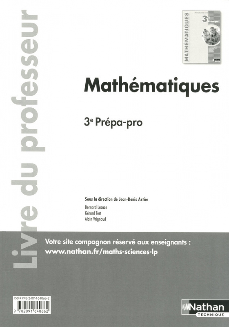 Maths 3ème Prépa Pro Exercices Corrigés Mathématiques 3e Prépa-pro - Livre du professeur - 9782091640662 | Éditions  Nathan