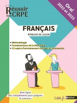 Ebook- Réussir mon CRPE - Concours 2022/2023 - oral français : leçon