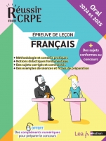 Ebook - Réussir mon CRPE oral 2024 et 2025 - Français épreuve de leçon + Offerts, des contenus numériques pour préparer le concours